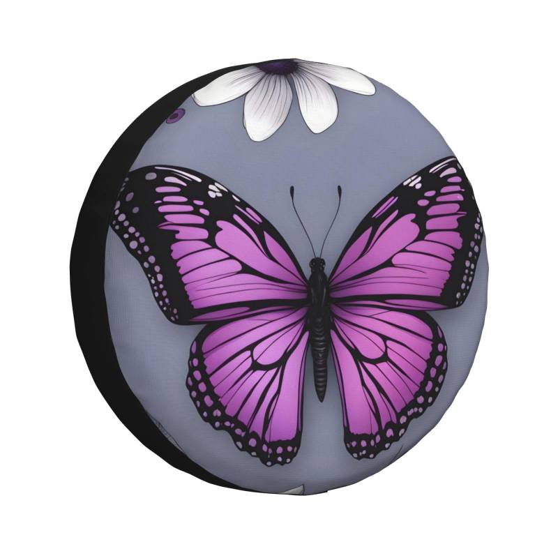 Schöne violette Schmetterlings-Reifenabdeckung, Radabdeckung, Allwetterschutz für Anhänger, SUV, LKW und mehr, 35,6 cm, 35,6 cm, 43,6 cm, 43,2 cm von Nabear