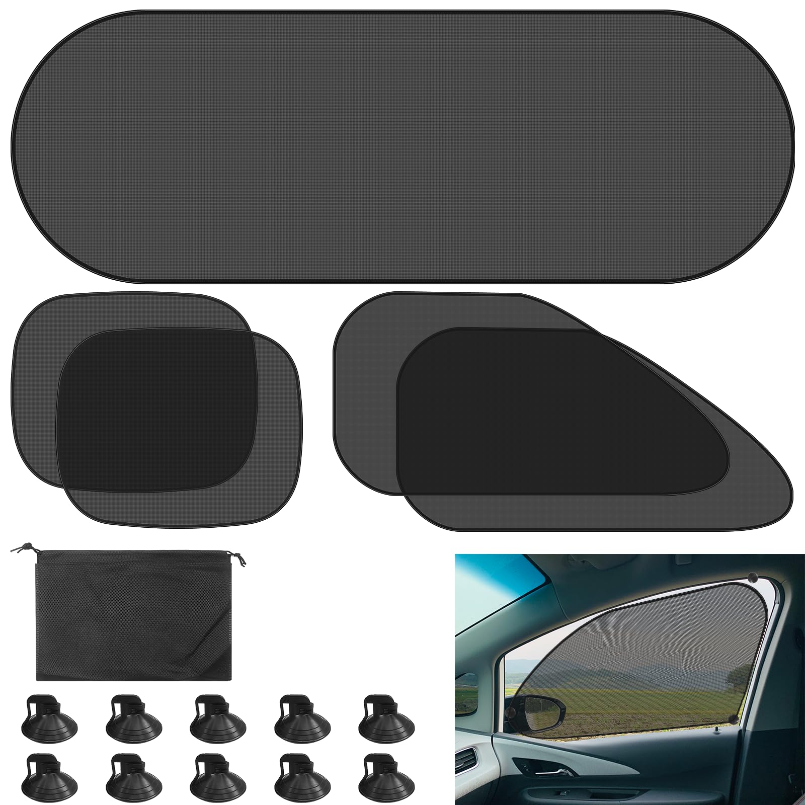Nadinsta 16 Stück Sonnenschutz Auto mit UV Schutz, Sonnenblende Auto mit 10 Saugnäpfen, Atmungsaktive Auto Fenster Sonnenschutz, Hitzeschutz Car Window Sun Shade Autofensterjalousien Nadinsta 16 Stück Sonnenschutz Auto mit UV Schutz, Sonnenblende Auto mit 10 Saugnäpfen, Atmungsaktive Auto Fenster Sonnenschutz, Hitzeschutz Car Window Sun Shade Autofensterjalousien von Nadinsta
