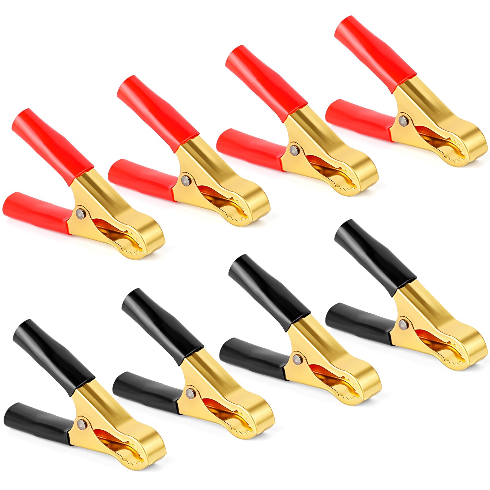 Nadisean 8 Stück 50A Krokodilklemmen, Pure Kupfer Isolierte Batterieklemmen, Autobatterie Krokodilklemmen, Überbrückungskabel Klemmen für Autobatterien Starthilfekabel (80mm, Rot + Schwarz) von Nadisean