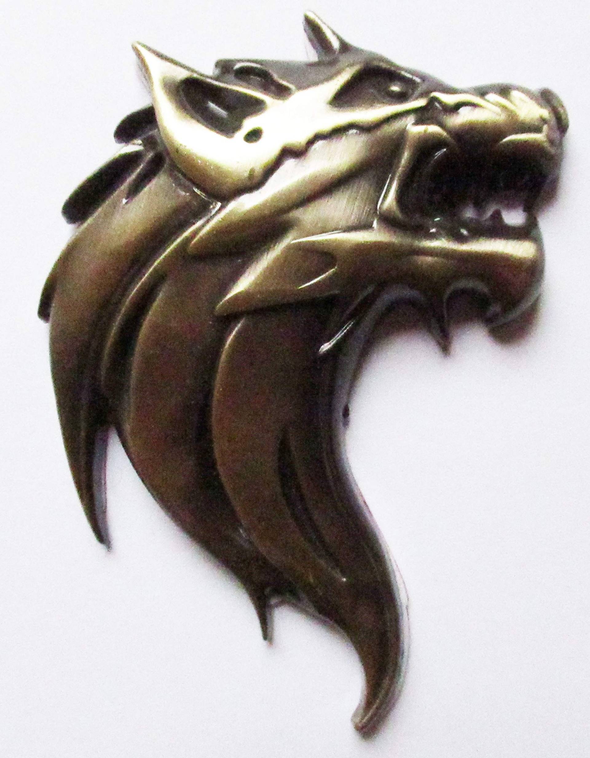 NagaPatches Sticker Metall 3D Löwenkopf Farbe Bronze links Auto Motorrad von NagaPatches