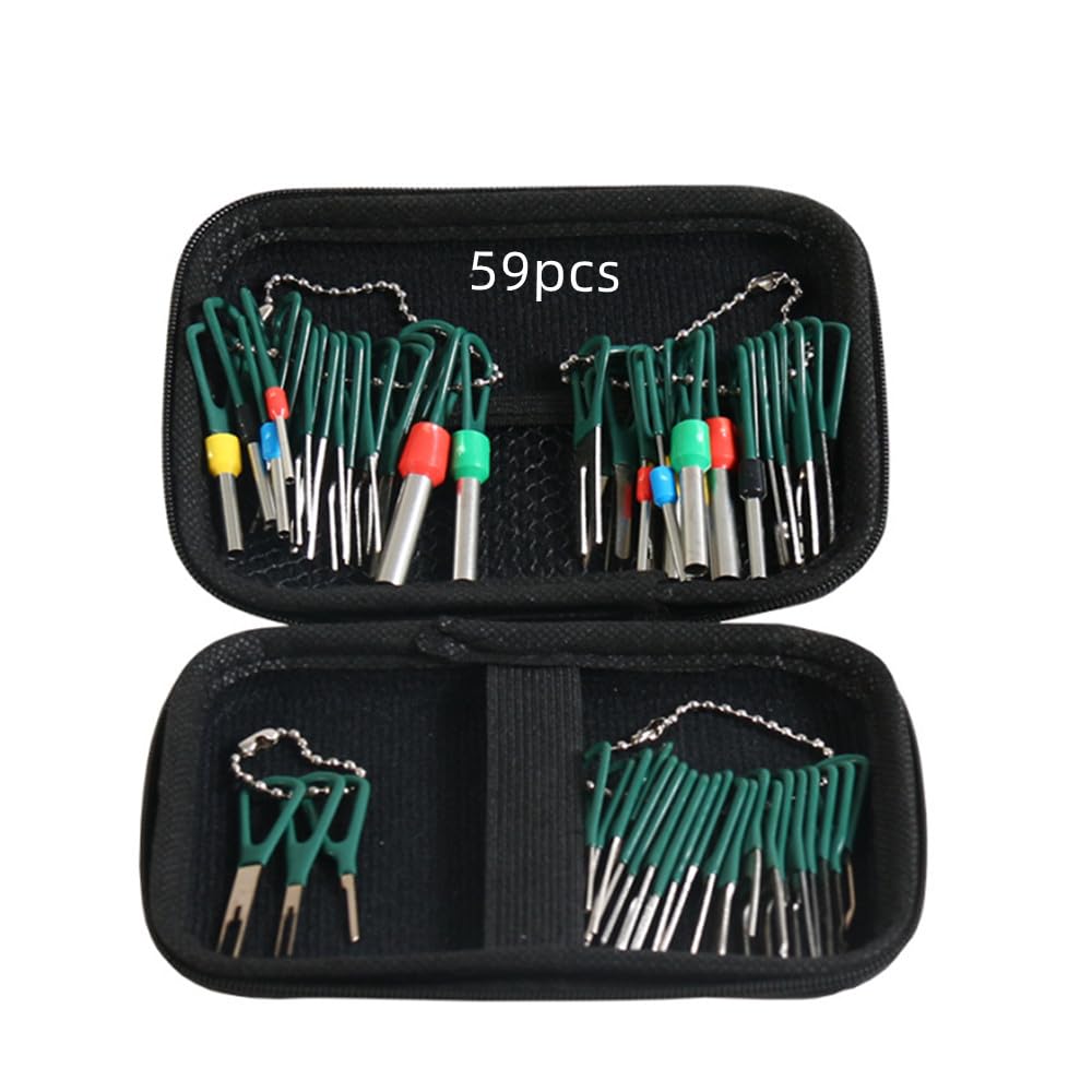 Naisfei 59 Pcs Terminal Removal Tool Kit für Auto,Kabel Stecker Ausbau Werkzeug, Auspinwerkzeug Terminal Removal Tool Kit, Steckverbindung Ausbauwerkzeug für Flach Rundsteckkontakte von Naisfei