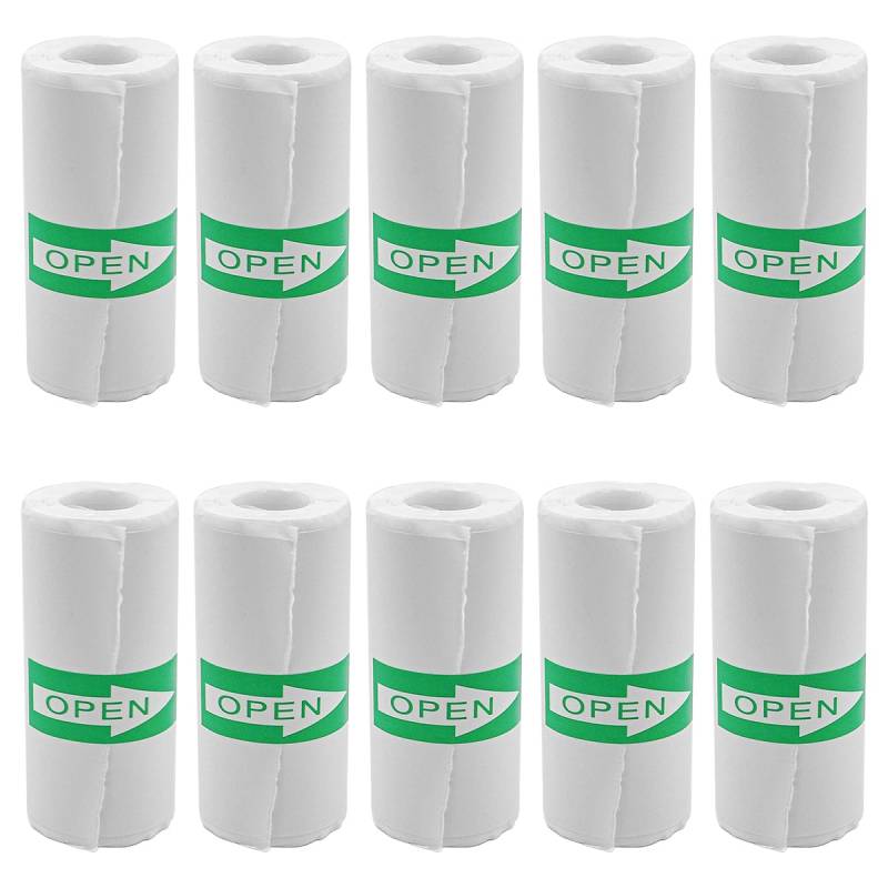 Namvo 10 Rollen weißes Thermopapier, selbstklebende Thermodrucker-Papierrollen, Mini-Fotodrucker-Etiketten (57 x 25 mm) von Namvo