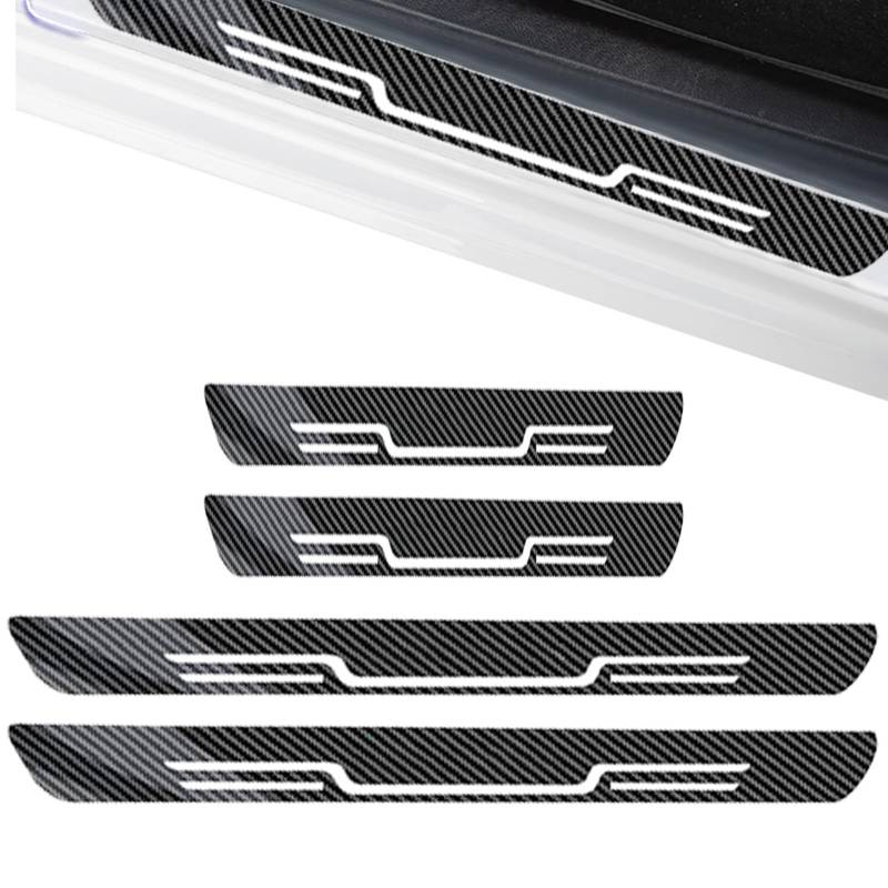 Nankoyal Schwellenschutz | Schutzleiste Für Türschwellen - 4X Carbon Fiber Kratzschutzfolie Für Auto LKW Stufenschutz Und Fahrzeugdekoration von Nankoyal