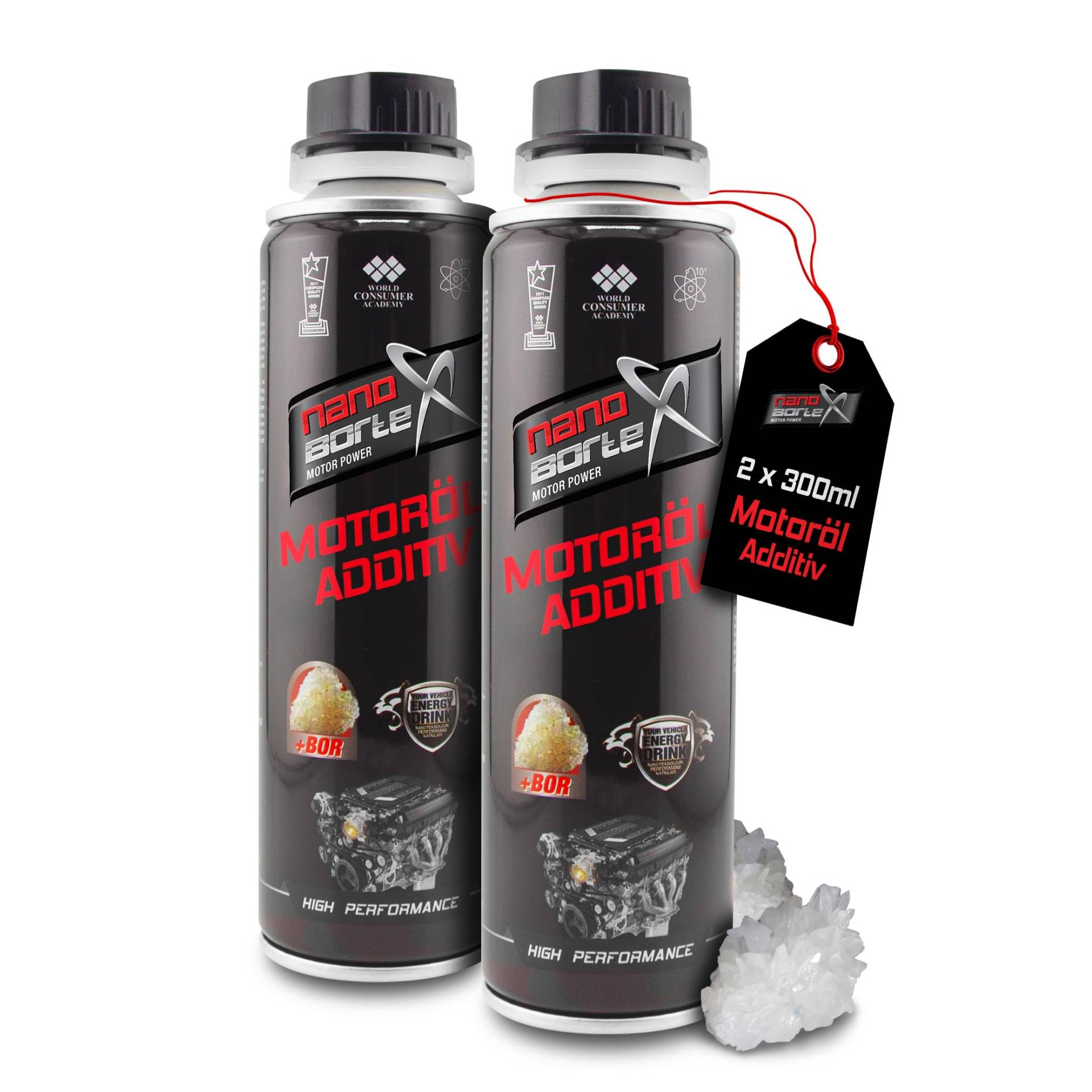 NanoBorTeX 2x300ml Motoröladditiv NanoBor Motor u. Verschleißschutz Sprit Sparen Motoröl Öl Zusatz/Additiv BOR Boron Motorbeschichtung Schutz DAS ORIGINAL! Motorölzusatz von NanoBorTeX Motor Power