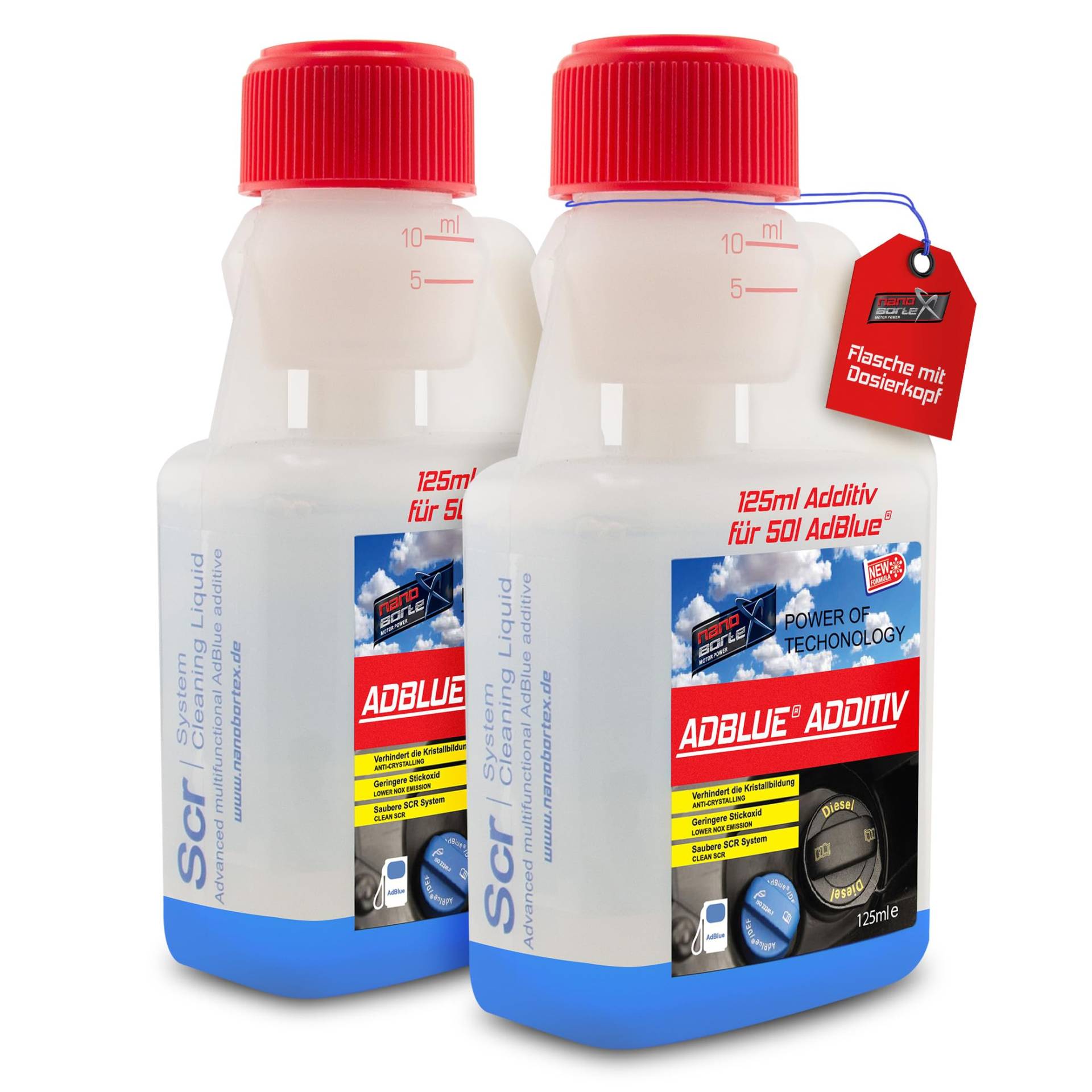 NanoBorTeX AdBlue® Additiv SCR-Cleaner – Verhindert Kristallbildung und reinigt das SCR-System, verbessert die Leistung des Katalysators und sorgt für effektive Abgasreinigung – 250ml für 100l AdBlue® von NanoBorTeX Motor Power