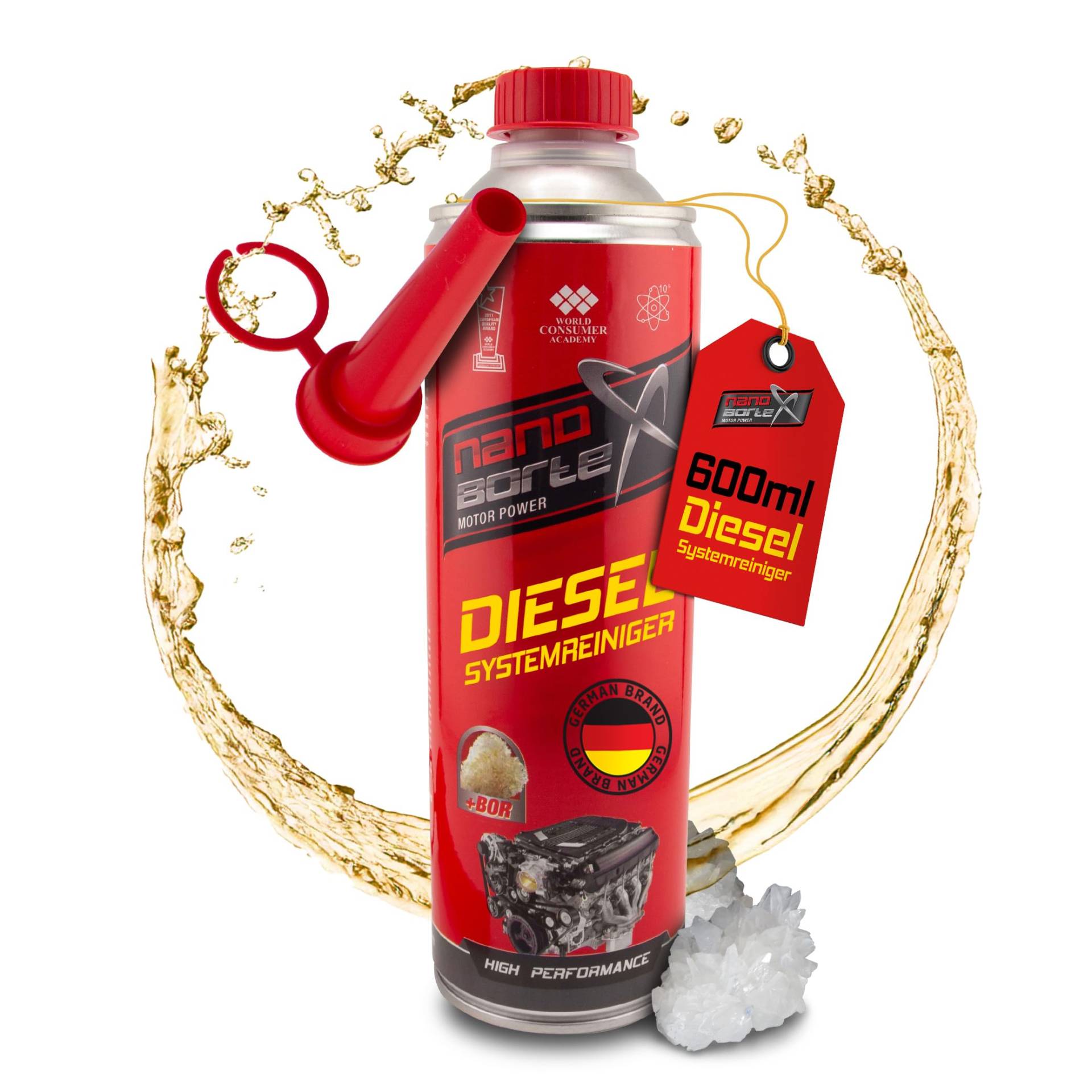 NanoBorTeX Diesel-Systemreiniger 600ml - Reiniger & Additiv mit BOR für alle Dieselmotoren – Senkt Verbrauch, schützt vor Verschleiß, verbessert Motorlauf - Das Original für mehr Leistung von NanoBorTeX Motor Power