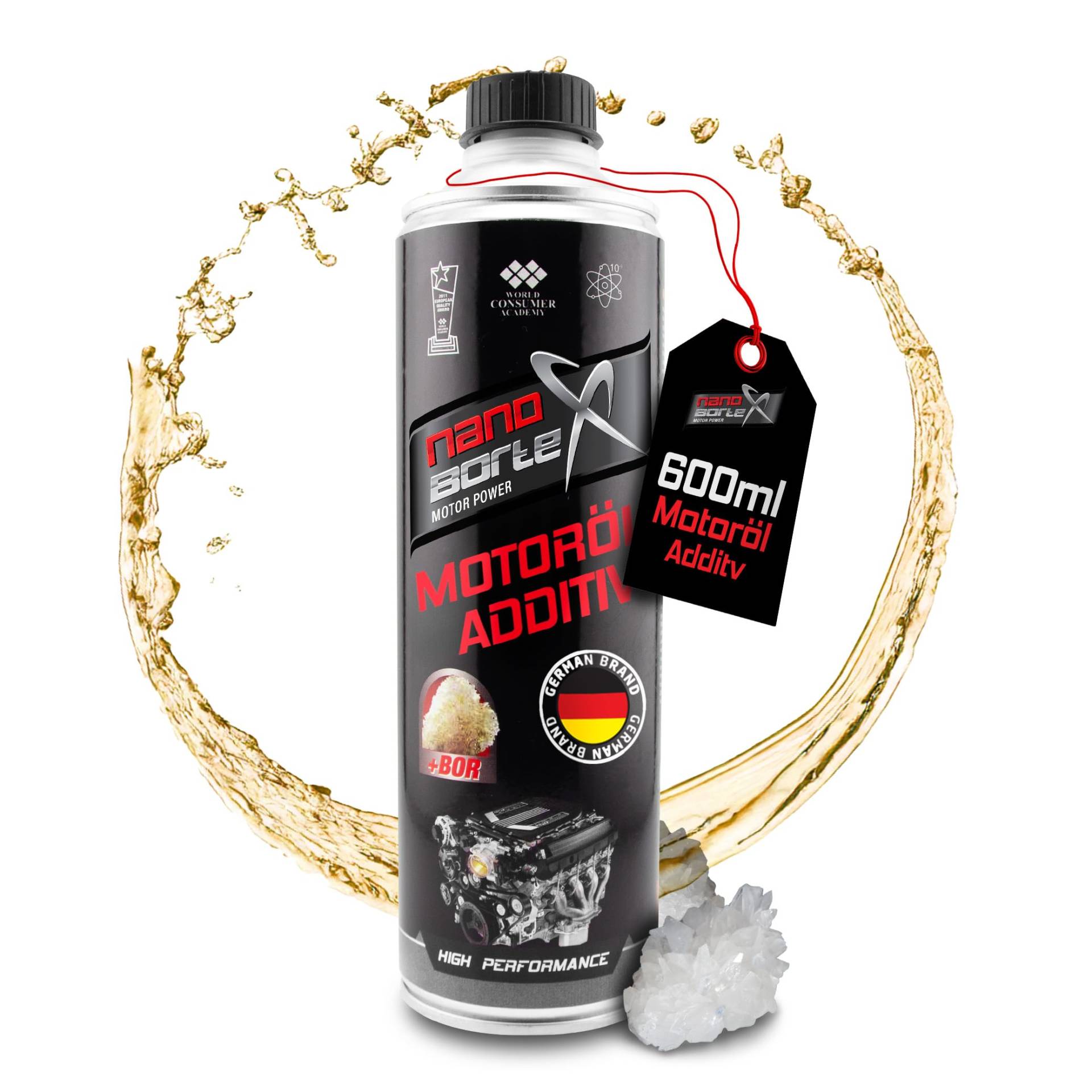 NanoBorTeX NanoBor Motor u. Verschleißschutz Sprit Sparen Motoröl Öl Additiv BOR Boron Motorbeschichtung Schutz DAS ORIGINAL! Motoröladditiv (600ml) von NanoBorTeX Motor Power