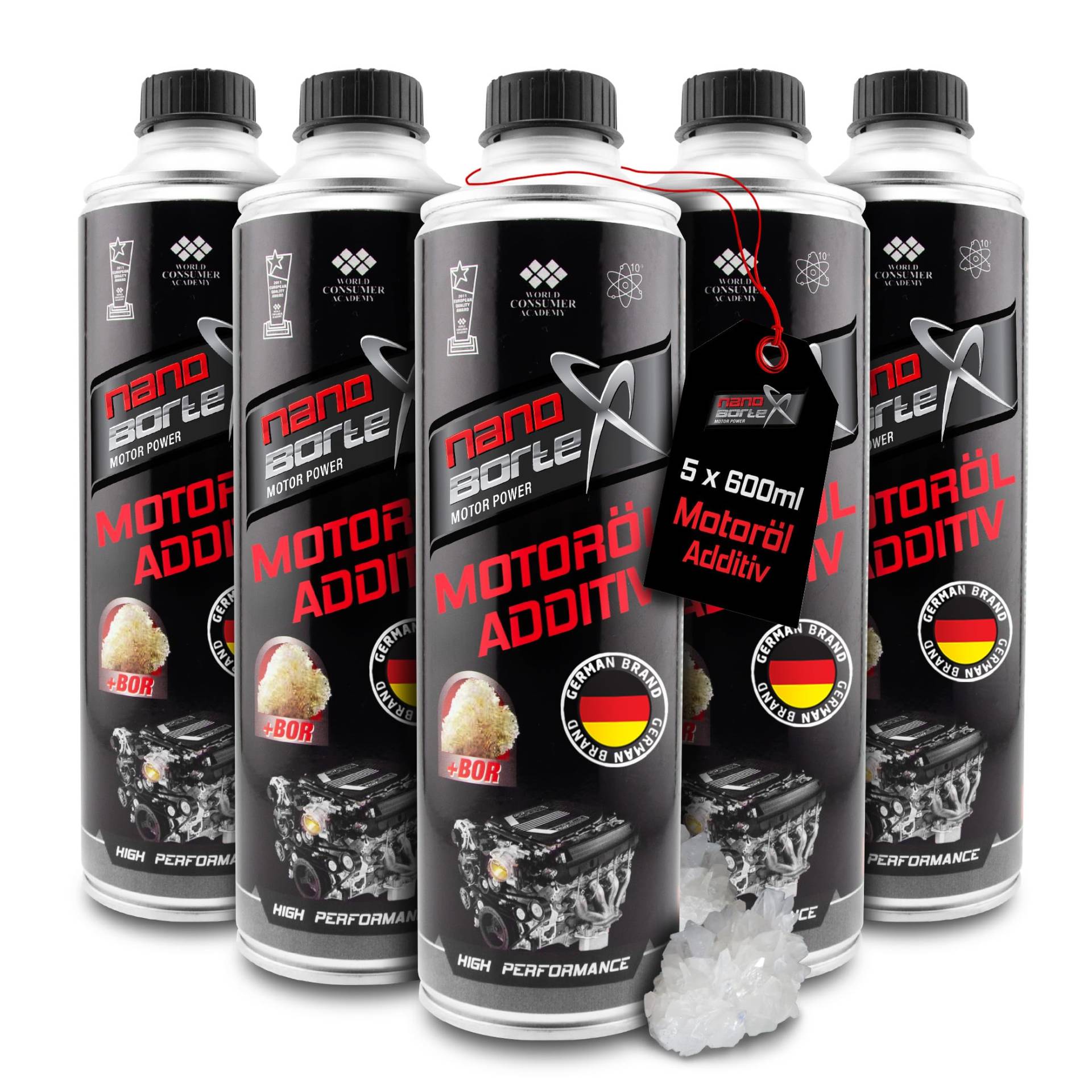 NanoBorTeX - Öladditiv 5 x 600ml | Hochleistungs Motor- und Verschleißschutz mit BOR Nano-Technologie - reduziert Reibung, verbessert Motorleistung, verringert Kraftstoffverbrauch | für alle Motoren NanoBorTeX - Öladditiv 5 x 600ml | Hochleistungs Motor- und Verschleißschutz mit BOR Nano-Technologie - reduziert Reibung, verbessert Motorleistung, verringert Kraftstoffverbrauch | für alle Motoren von NanoBorTeX Motor Power