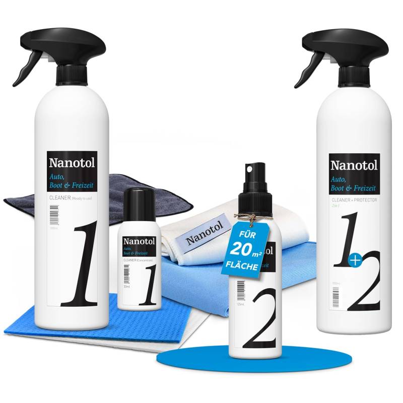 Nanotol Auto, Boot + Freizeit Set - Nanoversiegelungs-Set für die Grundversiegelung von Auto, Boot, Wohnwagen oder Motorrad inkl. 1000 ml Pflegemittel für 5 x Auffrischen. von Nanotol