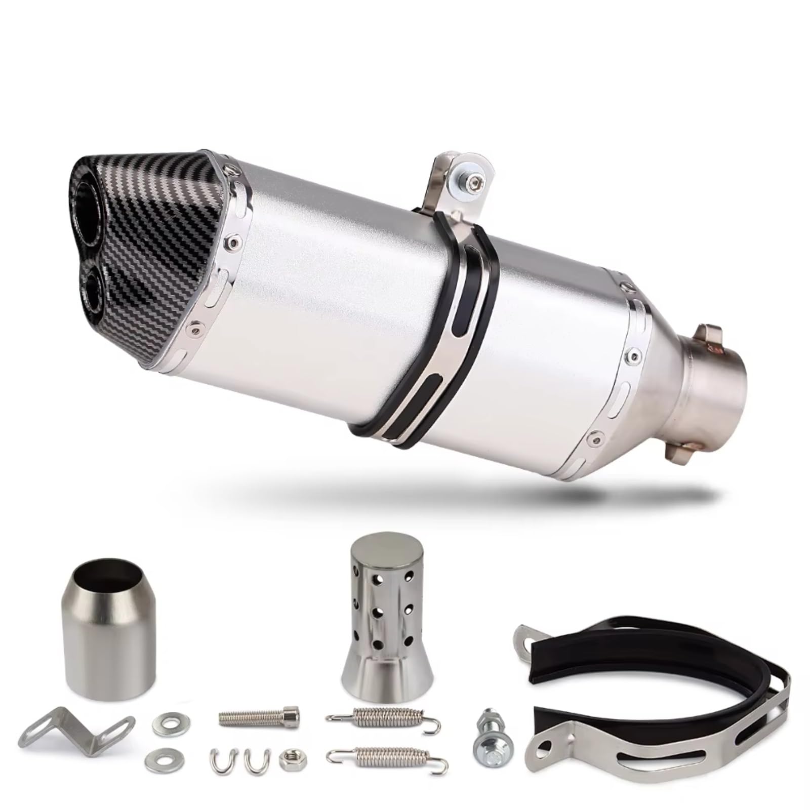 Naojino Motorrad Mittelrohr Kompatibel Mit Suzuki Für GSR600 Universal 370 Mm Kleines Sechseck Doppelloch Motorrad Auspuffrohr 51 Mm Schnittstelle Schalldämpfer(Type A) von Naojino