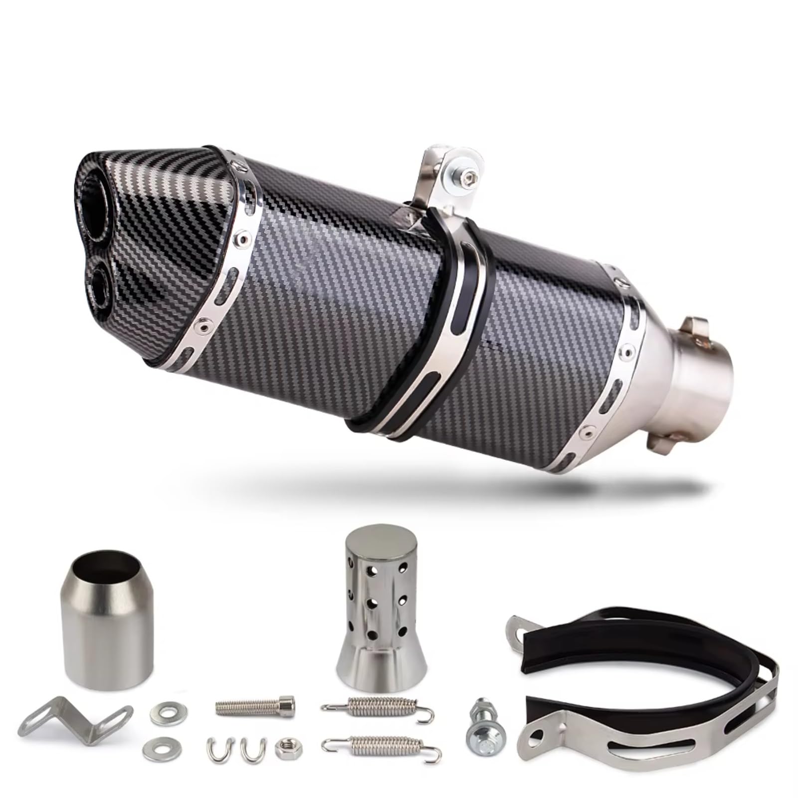Naojino Motorrad Mittelrohr Kompatibel Mit Suzuki Für GSR600 Universal 370 Mm Kleines Sechseck Doppelloch Motorrad Auspuffrohr 51 Mm Schnittstelle Schalldämpfer(Type B) von Naojino