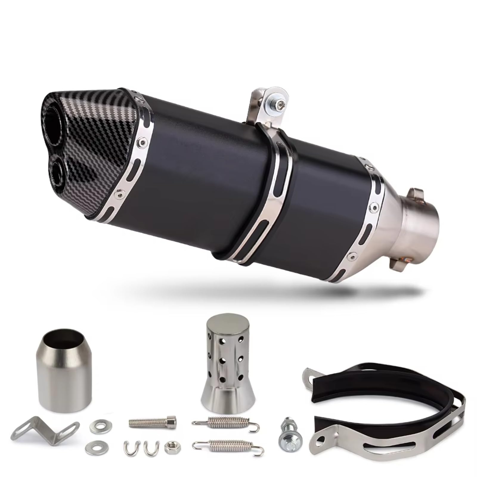 Naojino Motorrad Mittelrohr Kompatibel Mit Suzuki Für GSR600 Universal 370 Mm Kleines Sechseck Doppelloch Motorrad Auspuffrohr 51 Mm Schnittstelle Schalldämpfer(Type C) von Naojino