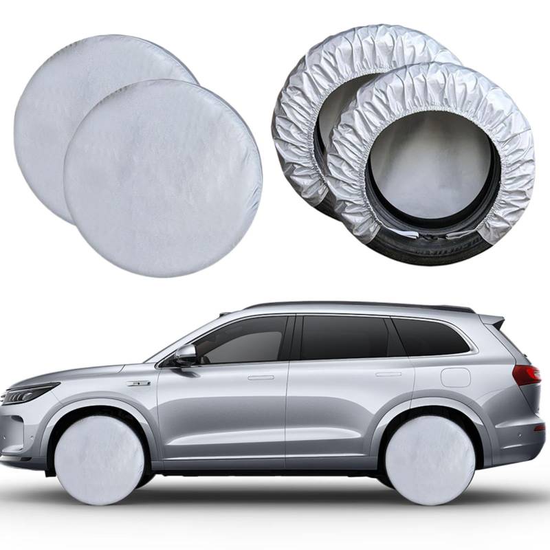 Reifenabdeckungen Set – Set mit 4 weichen Reifenhüllen für robuste Reifen | wasserdichte Radabdeckung aus 420D-Oxford-Gewebe für LKW, Anhänger, Wohnmobil, Auto von Naqqios