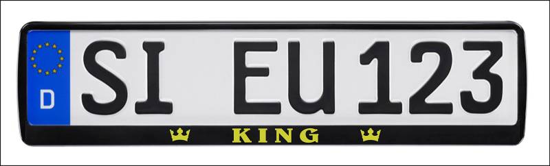 1 Paar Kennzeichenhalter mit Motiv King & Queen mit Krone in Gold Bedruckt Kennzeichenhalterung Kennzeichenrahmen (King) von Nashville print factory