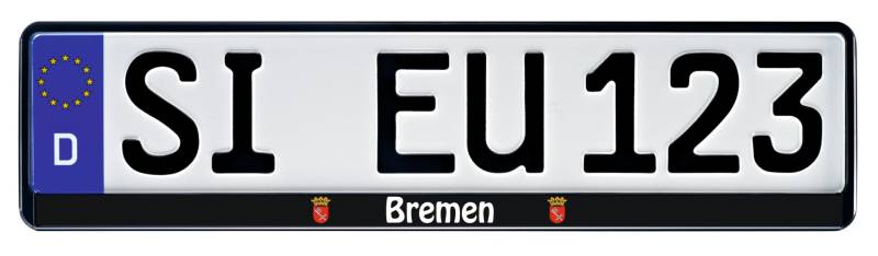 1 Paar Kennzeichenhalter schwarz mit Bundesland Motiv Wappen Bedruckt Kennzeichenhalterung Kennzeichenrahmen (Bremen) von Nashville print factory