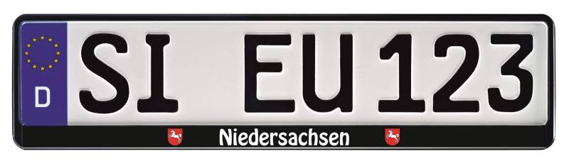 1 Paar Kennzeichenhalter schwarz mit Bundesland Motiv Wappen Bedruckt Kennzeichenhalterung Kennzeichenrahmen (Niedersachsen) von Nashville print factory