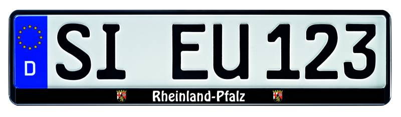 1 Paar Kennzeichenhalter schwarz mit Bundesland Motiv Wappen Bedruckt Kennzeichenhalterung Kennzeichenrahmen (Rheinland Pfalz) von Nashville print factory