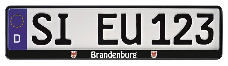 1 Paar Kennzeichenhalter schwarz mit Bundesland Motiv Wappen Bedruckt Kennzeichenhalterung Kennzeichenrahmen (Brandenburg) von Nashville print factory