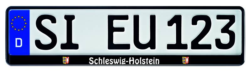 1 Paar Kennzeichenhalter schwarz mit Bundesland Motiv Wappen Bedruckt Kennzeichenhalterung Kennzeichenrahmen (Schleswig-Holstein) von Nashville print factory