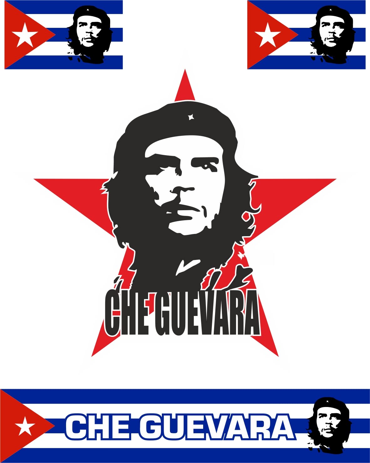 Nation Che Guevara 4 Stück Aufkleber Karte Sticker - H-001 von Nation