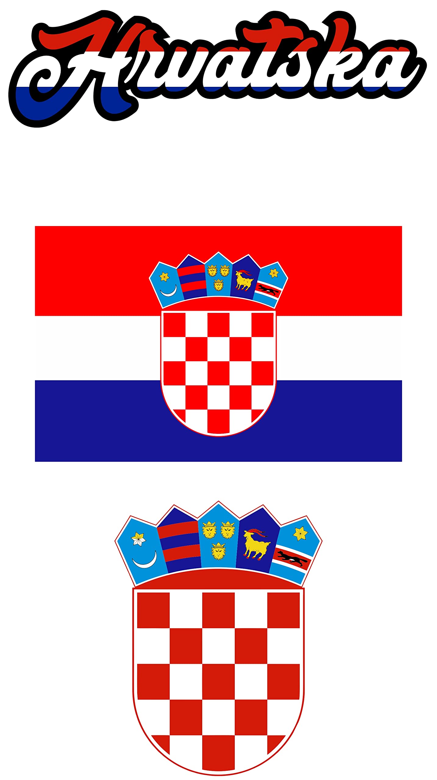 Nation Kroatien Aufkleber 3 Stück Flaggen Fahne Wappen Set selbstklebend Sticker PKW Auto Motorrad Biker Büro F3 von Nation