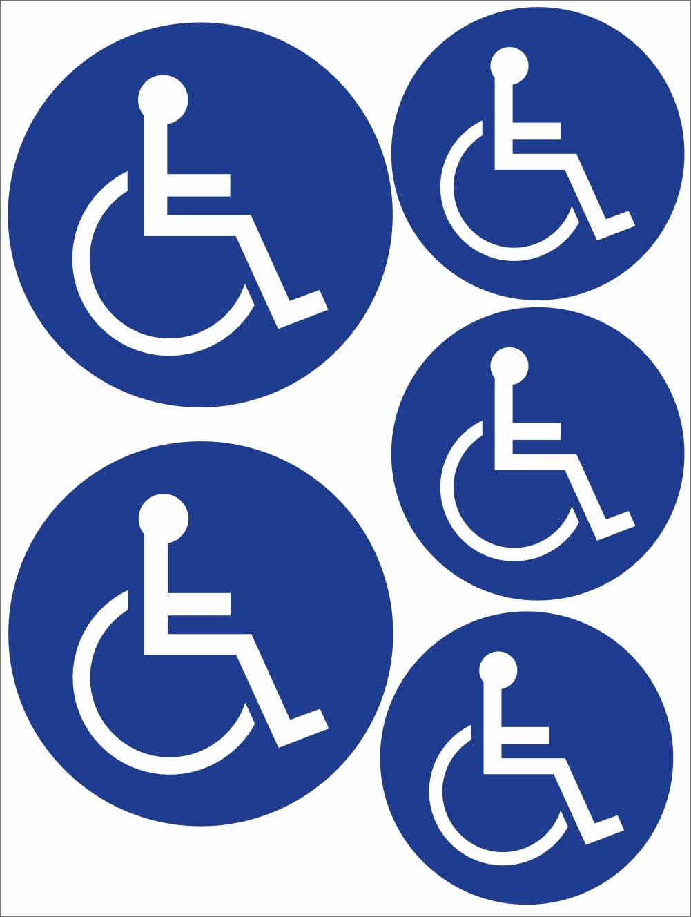 Nation Rollstuhl 5 Stück KFZ Aufkleber Karte Sticker - PKW Auto Behinderten Hinweis Warnaufkleber Gehbehinderung für Fenster Fahrzeug Scheibe Transporter - T02, Blau von Nation