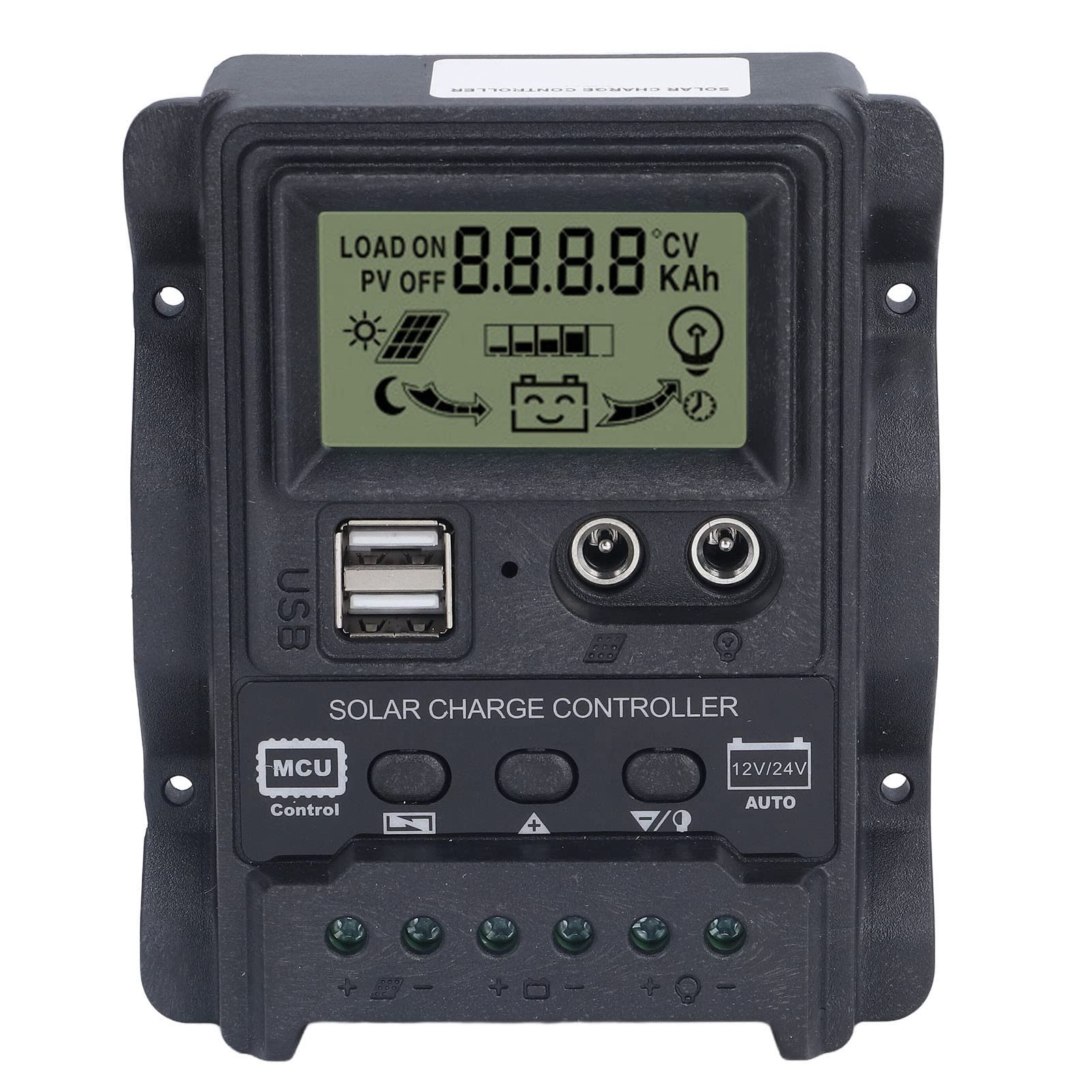 K1688 Solar Charge Controller 12V/24V Automatische Anpassung Intelligenter Regler Dual-USB-Output-Ladungs-Einsteller PWM-Panel Photovoltaik-Stromer zeugung Controller(10 A) von Natudeco