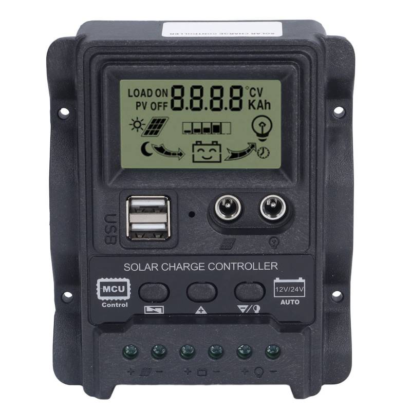 K1688 Solar Charge Controller 12V/24V Automatische Anpassung Intelligenter Regler Dual-USB-Output-Ladungs-Einsteller PWM-Panel Photovoltaik-Stromer zeugung Controller(10 A) von Natudeco