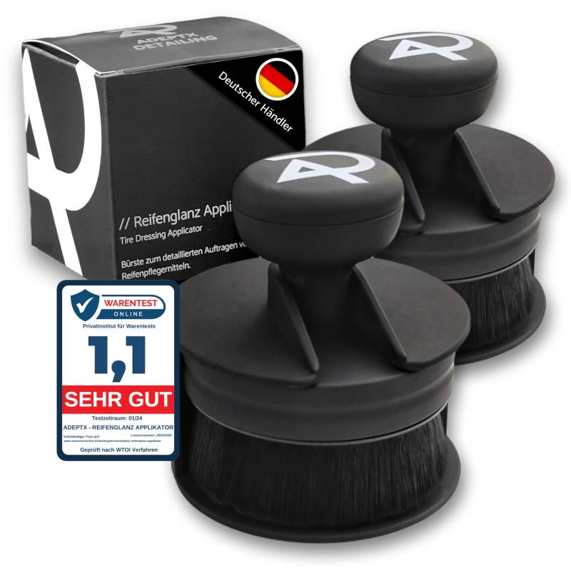 ADEPTX DETAILING 2x Reifenglanz Applikator Bürste Premium Soft-Touch Oberfläche (Matt) - Detailing Pinsel Tire Dressing Applicator - für glänzende Autoreifen - Professionelle Reifenpflege (2 Stk.) von ADEPTX