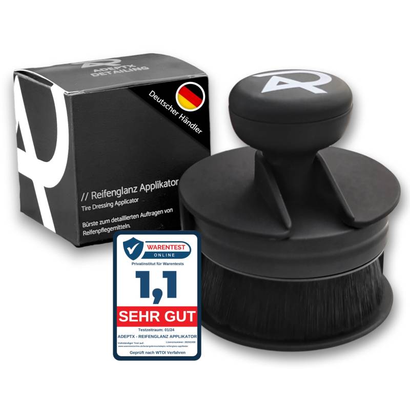 ADEPTX DETAILING Reifenglanz Applikator Bürste - Premium Soft-Touch Oberfläche (Matt) - Detailing Pinsel Tire Dressing Applicator - für strahlend glänzende Autoreifen - Professionelle Reifenpflege von ADEPTX