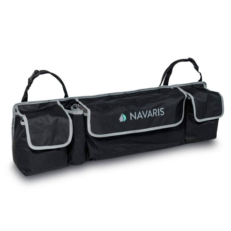 Navaris Auto Kofferraum Organizer Tasche - 89 x 25 x 12cm - 4 Fächer - verstellbare Gurte - KFZ Rücksitz Kofferraumtasche - Kofferraumbox in Schwarz von Navaris
