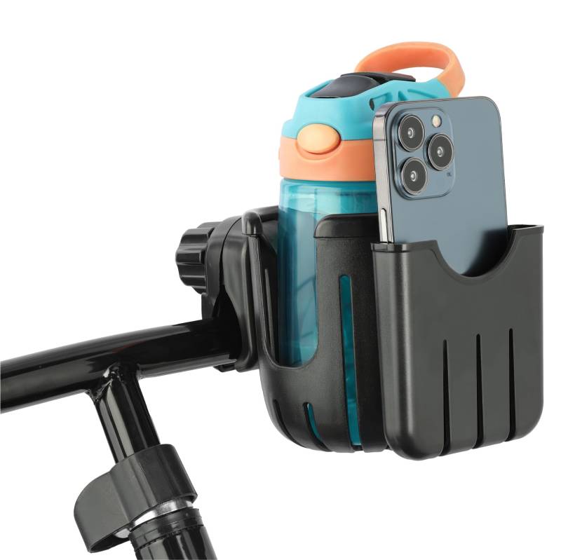 Navaris Getränkehalter - Handy- & Becherhalter Kinderwagen - Flaschenhalter Kinderwagen - Handyhalterung - Cup Holder Kinderwagen - Kinderwagen Getränkehalter universal - Schwarz von Navaris