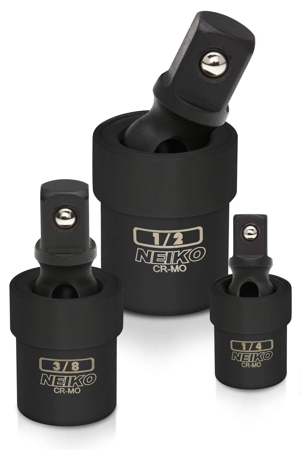 Neiko 02486A Universalgelenk-Drehgelenk-Steckschlüssel-Adapter-Set, 3-teilig, 1/4 Zoll, 3/8 Zoll, 1/2 Zoll Antrieb | Cr-Mo-Schlaggrad von Neiko