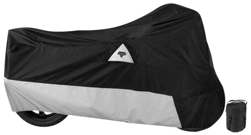 Nelson-Rigg Defender 400 Motorradabdeckung Allwetter Wasserdicht Belüftungsöffnungen Hitzeschild Windschutzscheibeneinlage Kompressionstasche Ösen Groß Passt Sport Bikes und Small Medium Cruiser von Nelson-Rigg