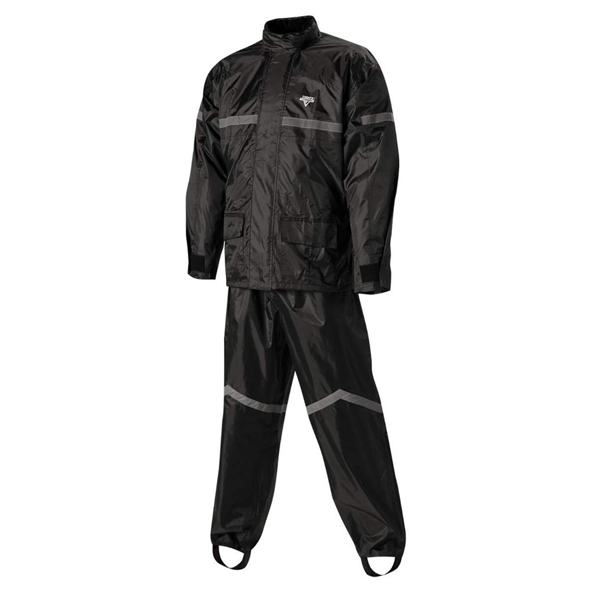 Nelson-Rigg Stormrider Regenanzug, 100% wasserdicht, Hose und Jacke mit reflektierenden Streifen (Schwarz, Größe M) von Nelson-Rigg