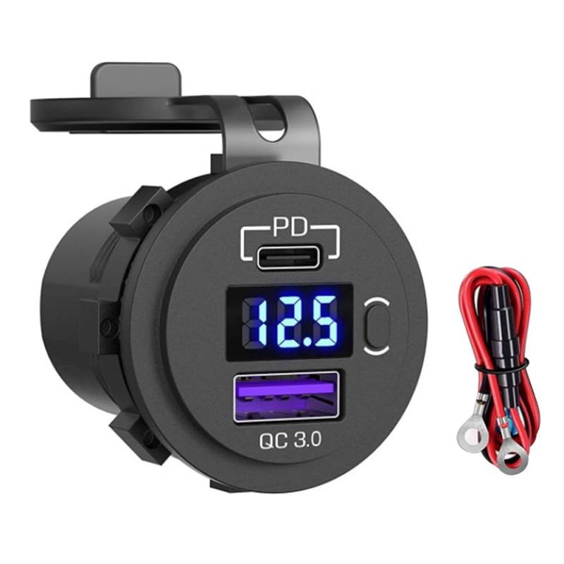 Nemeae 12V 24V Quick Charge 3.0 USB SUV Autoladegerät Wasserdicht 36W Typ C PD-Steckdose Schnellladegerät mit EIN-/Aus-Schalter Teile Zubehör von Nemeae