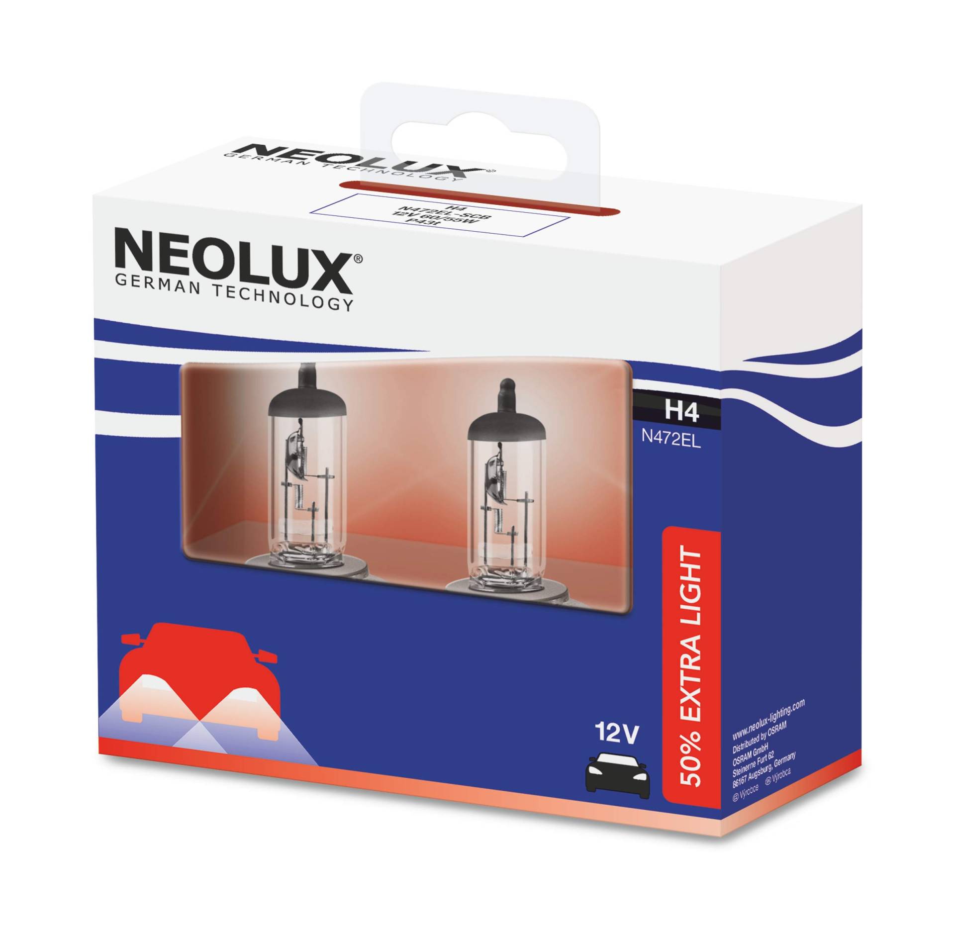 Neolux H4 12V 6055W P43t Extra Light 50% 2st von NEOLUX