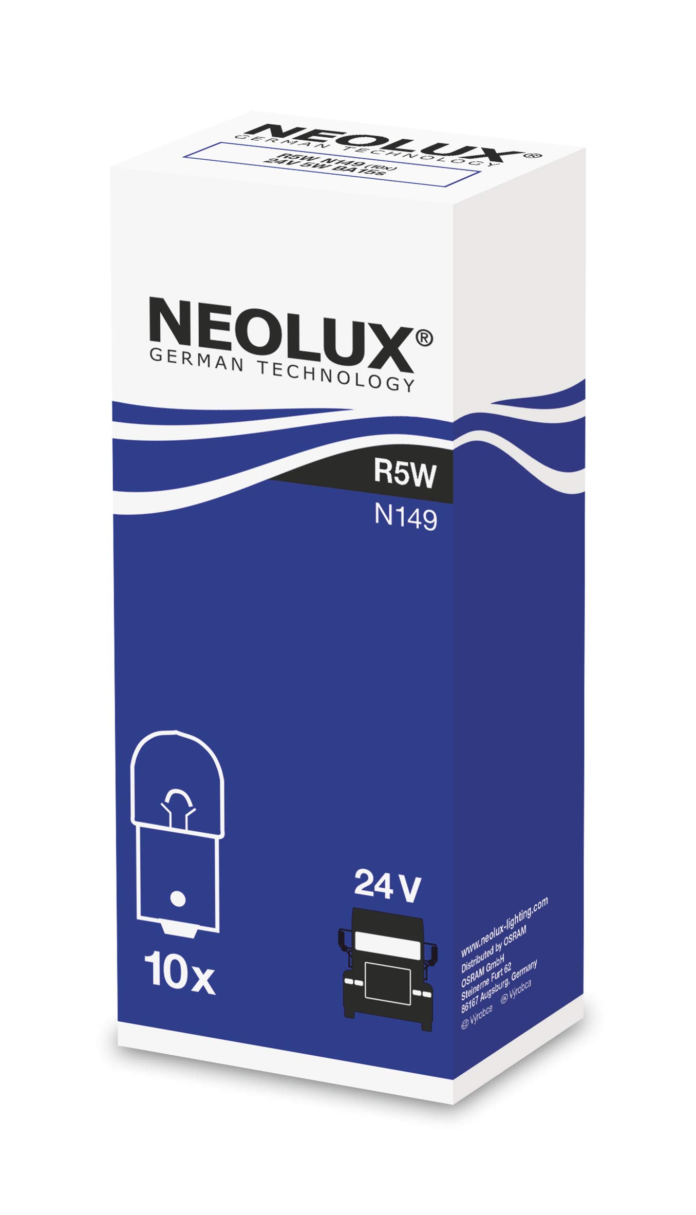NEOLUX Standard R5W Signallampe für LKW, N149, 24 V, 5 W, 10 Stück von NEOLUX