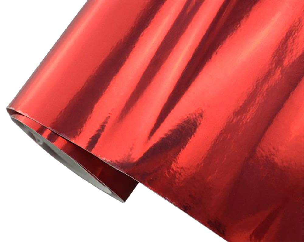Neoxxim 6.6€/m2 Auto Folie - Chrom rot 200 x 150 cm - selbstklebend BLASENFREI flexibel Car Wrapping Klebefolie folieren von Neoxxim