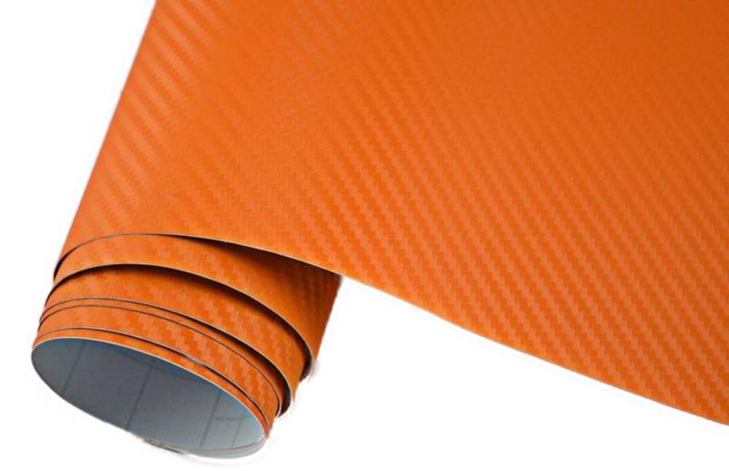 Neoxxim 5,9€/m² Auto Folie Carbon Folie 3D Carbonfolie ORANGE - 30 x 150 cm blasenfrei Klebefolie Dekor von Neoxxim