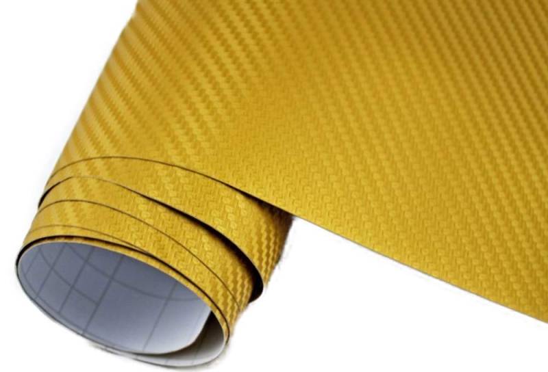 Neoxxim 5,9€/m² Auto Folie Carbon Folie 3D Carbonfolie Gold - 100 x 150 cm blasenfrei Klebefolie Dekor von Neoxxim