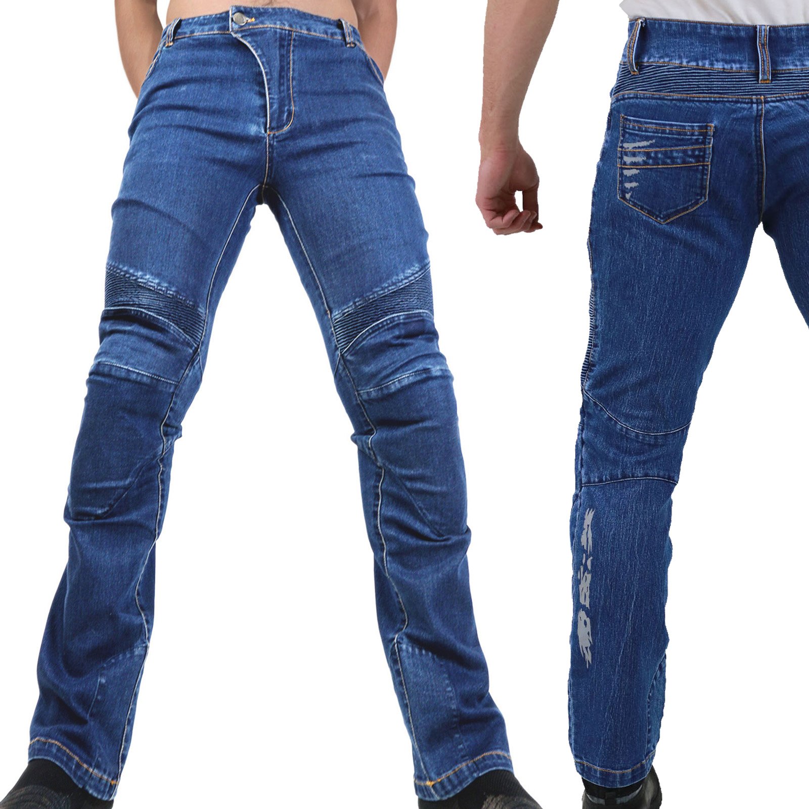 Motorradhose Jeans -Ranger- Leicht Dünn Herren Sommer Textil Jeanshose Slim Fit Motorrad Textilhose Männer Eng Stretch - blau - M von Nerve Shop