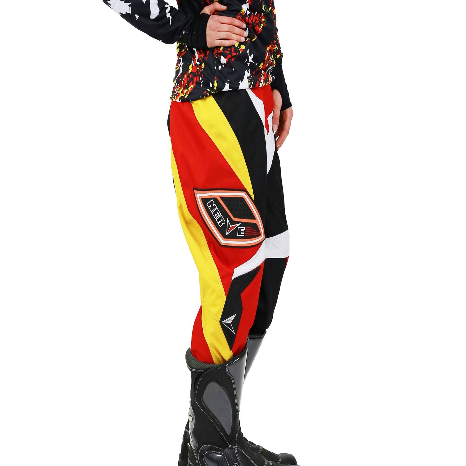 Nerve Shop Motocross Enduro Offroad Quad Cross Hose Herren Damen - schwarz-rot - L von Nerve Shop