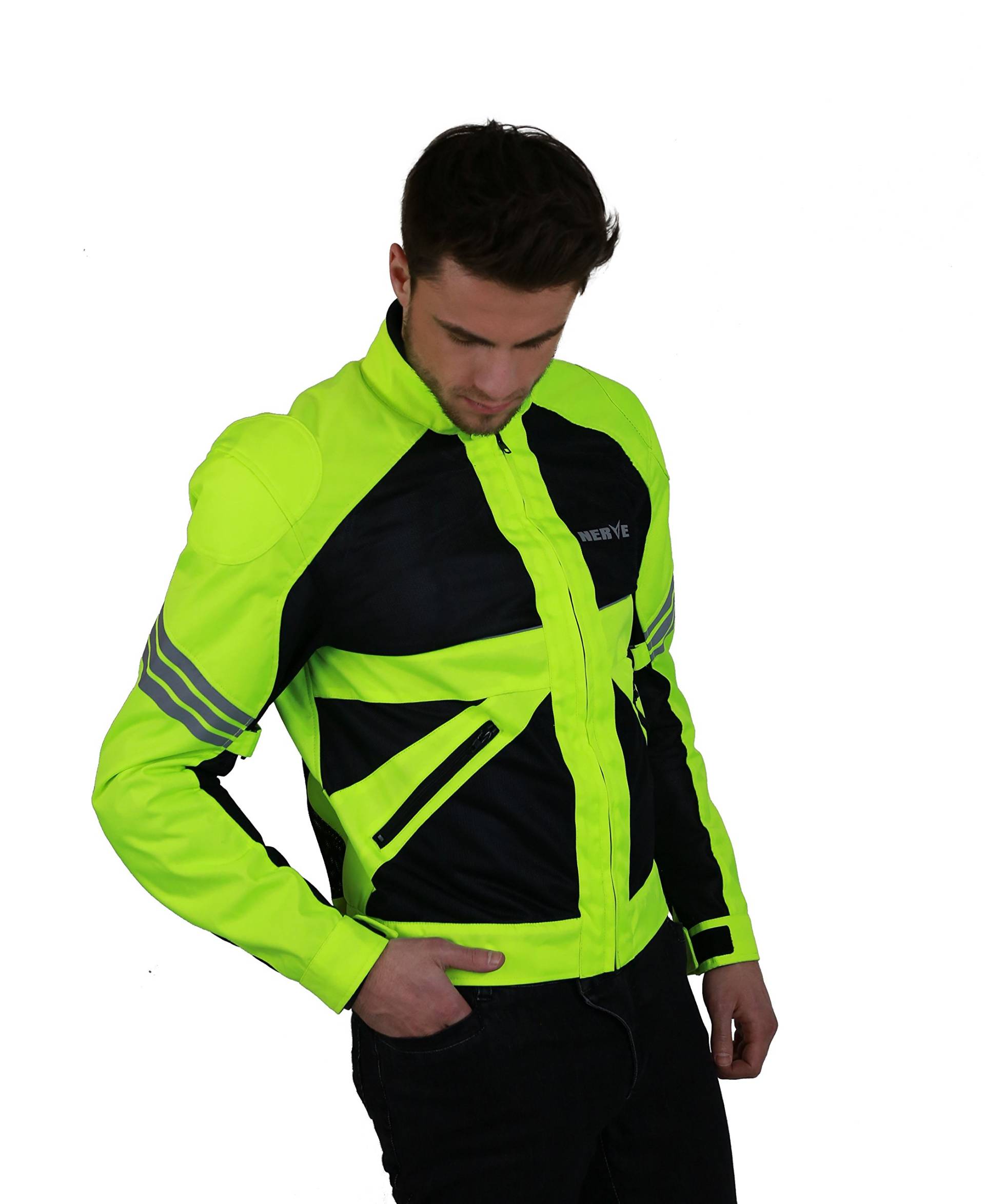 Nerve Go Sommer Motorradjacke, NeonGelb, 3XL von Nerve