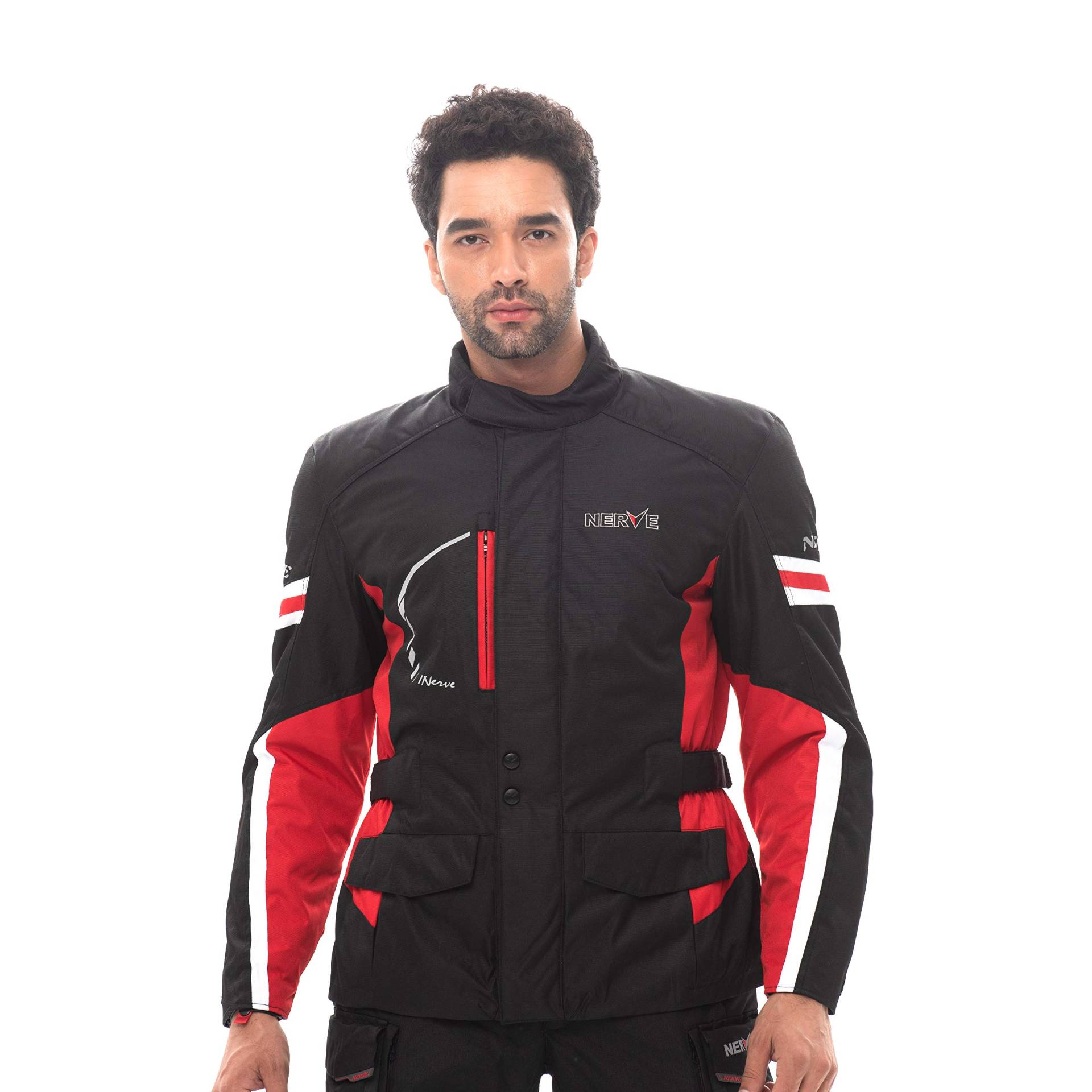 Nerve Travelling Motorradjacke, Schwarz/Rot, M von Nerve