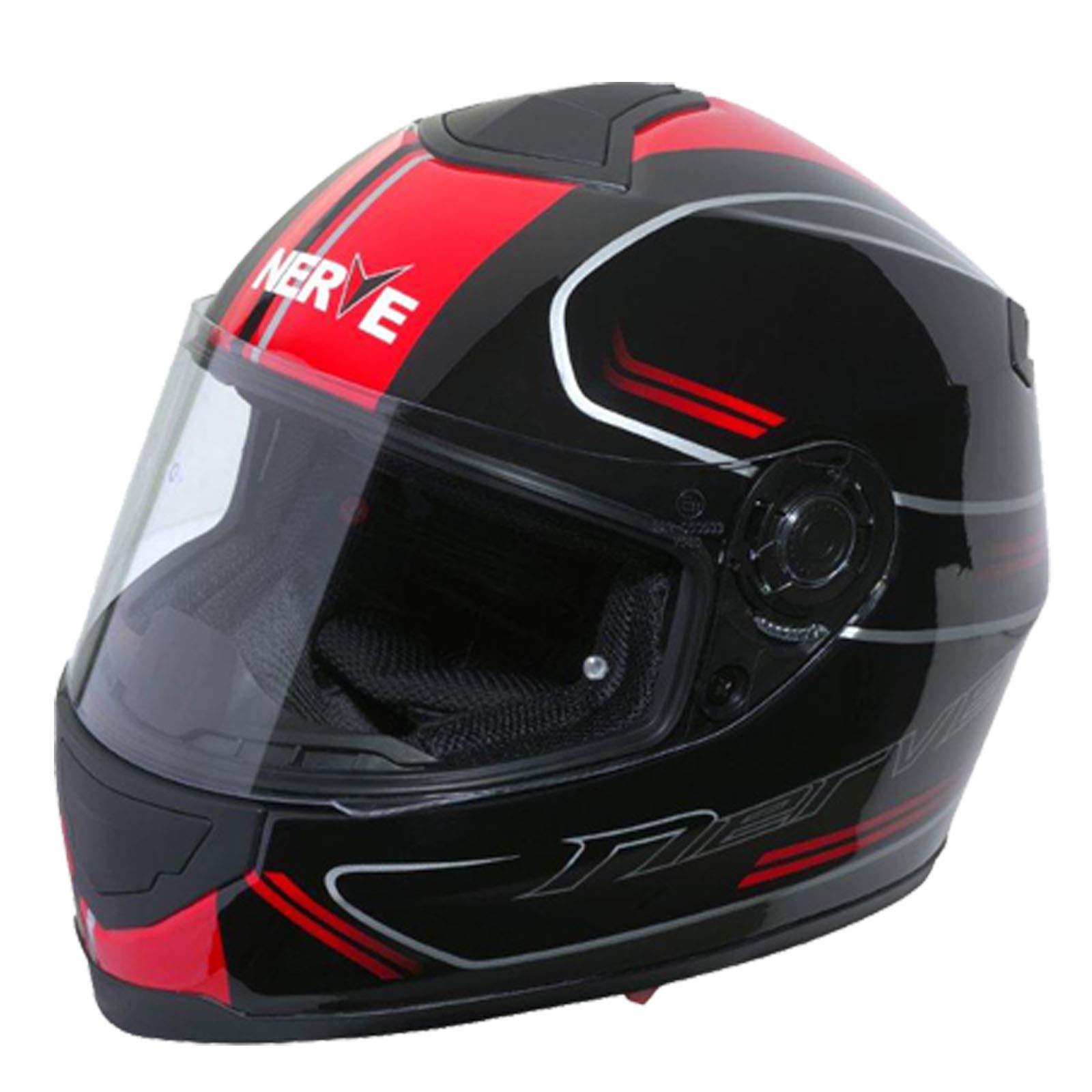 Nerve NH6008 Integralhelm Fullface Helm Motorrad Mofa Motorroller Helm Damen Herren Erwachsene, Schwarz-Rot, Größe S von Nerve
