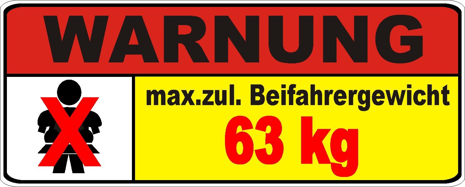 1 x Aufkleber Beifahrergewicht 63kg Autoaufkleber Sticker Fun Gag Tuning Shocker 1 x Aufkleber Beifahrergewicht 63kg Autoaufkleber Sticker Fun Gag Tuning Shocker von NetSpares