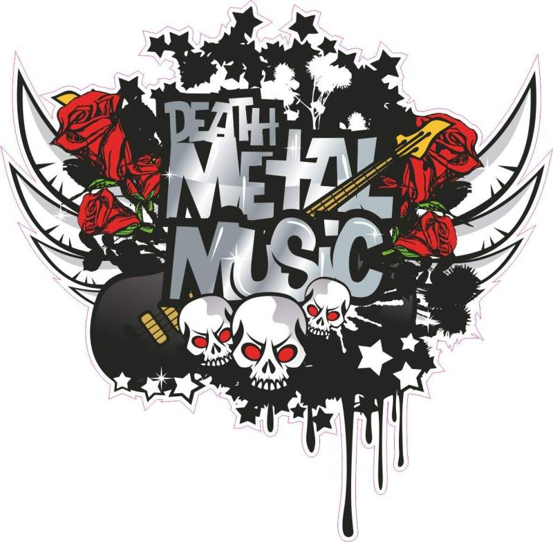 1 x Aufkleber Death Metal Music Skull Bones Party Rock DJ Club Sticker Fun Gag von NetSpares