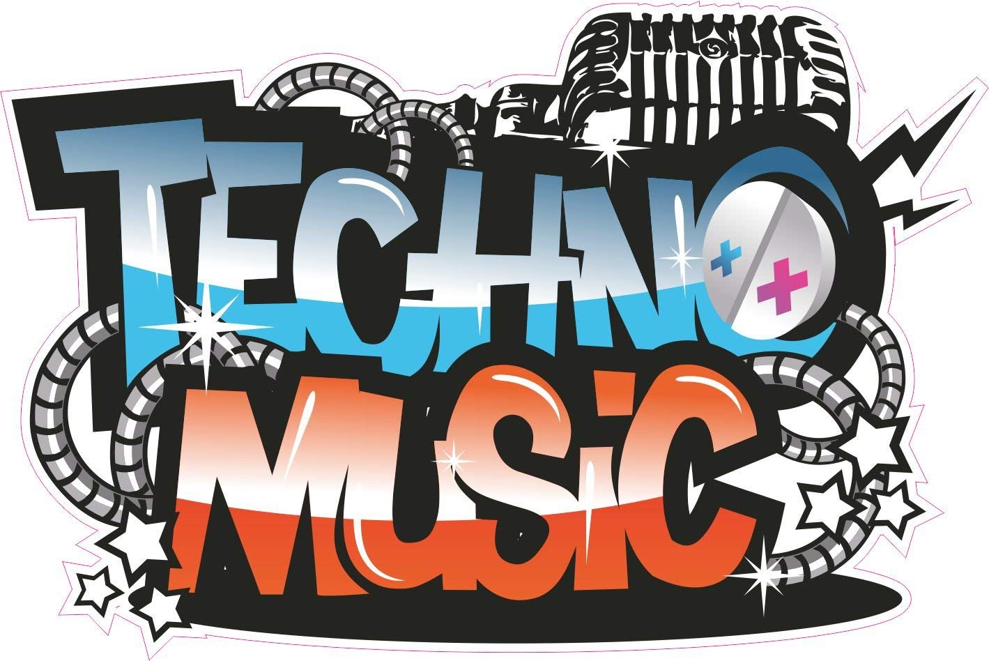 Netspares 120709131 1 x Aufkleber Techno Music Logo Electro DJ Tuning Shocker Party Disco Sticker von NetSpares