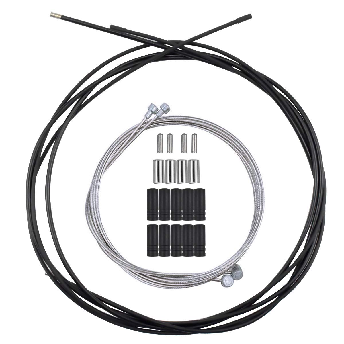 Netspower Fahrrad Bremszug, Universal Bowdenzug Road Bike Bremsen Kabel Fahrradzubehör Kabel Draht und Caps Set, Schwarz Netspower Fahrrad Bremszug, Universal Bowdenzug Road Bike Bremsen Kabel Fahrradzubehör Kabel Draht und Caps Set, Schwarz von Netspower